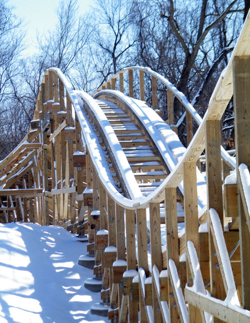 Prowler, the new for 2009 Wooden Coaster at Worlds of Fun, Kansas City, Missouri