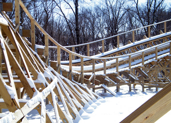 Prowler, the new for 2009 Wooden Coaster at Worlds of Fun, Kansas City, Missouri