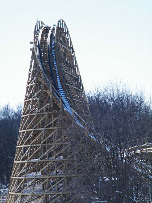 Prowler, the new for 2009 Wooden Coaster at Worlds of Fun, Kansas City, Missouri