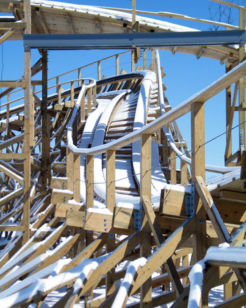 Prowler, the new for 2009 Wooden Coaster at Worlds of Fun, Kansas City, Missouri