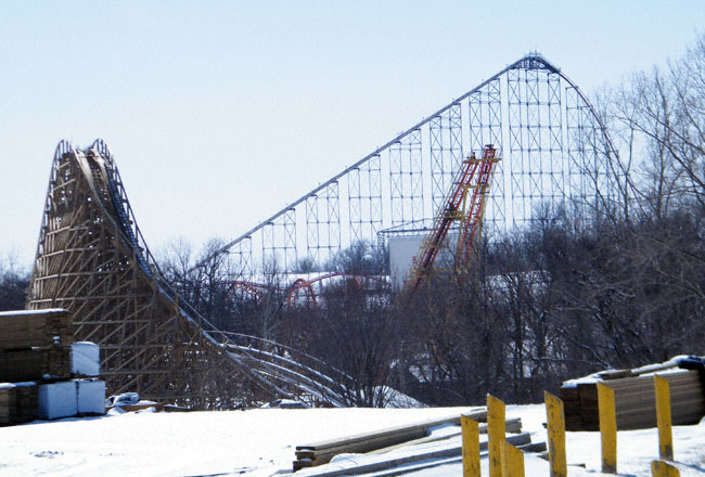 Prowler, the new for 2009 Wooden Coaster at Worlds of Fun, Kansas City, Missouri