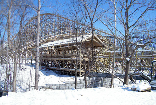 Prowler, the new for 2009 Wooden Coaster at Worlds of Fun, Kansas City, Missouri