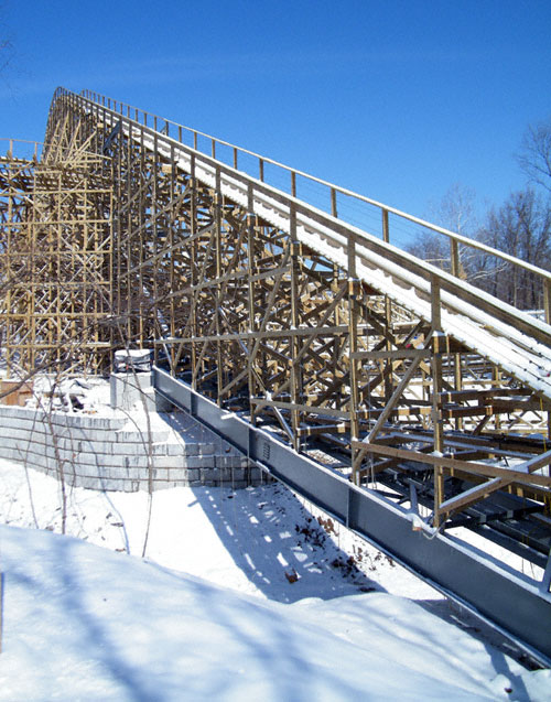 Prowler, the new for 2009 Wooden Coaster at Worlds of Fun, Kansas City, Missouri