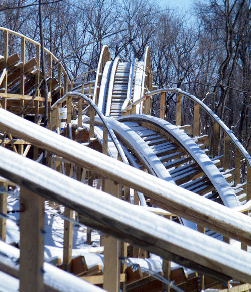 Prowler, the new for 2009 Wooden Coaster at Worlds of Fun, Kansas City, Missouri