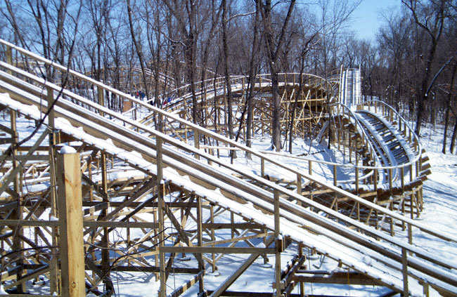 Prowler, the new for 2009 Wooden Coaster at Worlds of Fun, Kansas City, Missouri