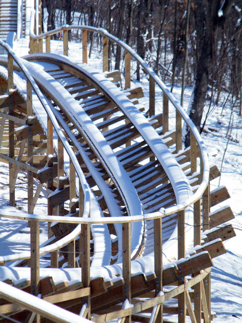 Prowler, the new for 2009 Wooden Coaster at Worlds of Fun, Kansas City, Missouri