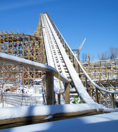 Prowler, the new for 2009 Wooden Coaster at Worlds of Fun, Kansas City, Missouri