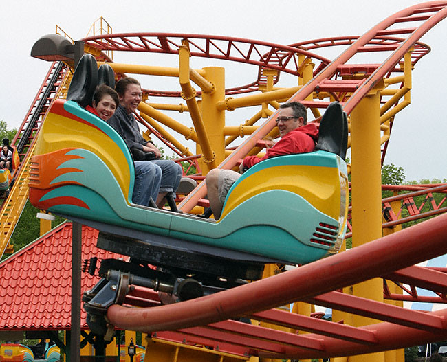 The Spinning Dragons  rollercoaster at World's Of Fun, Kansas City, Missouri