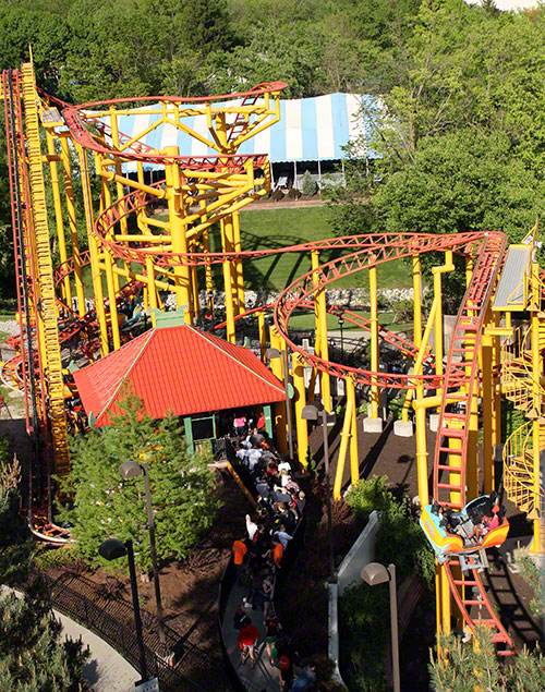 The Spinning Dragons Rollercoaster at World's Of Fun, Kansas City, Missouri