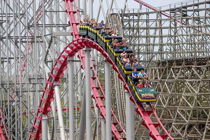 The Mamba roller coaster at Worlds of Fun, Kansas City, Missouri