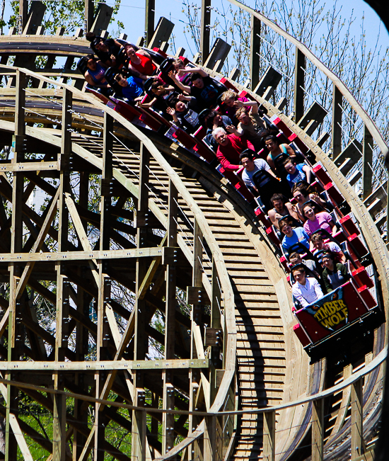 The Timber Wolf roller coaster at Worlds of Fun, Kansas City, Missouri