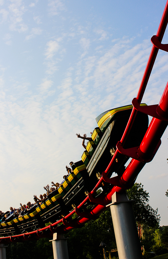 The Mamba Wolf Roller Coaster during ACE Around the World at Worlds of Fun, Kansas City, Missouri