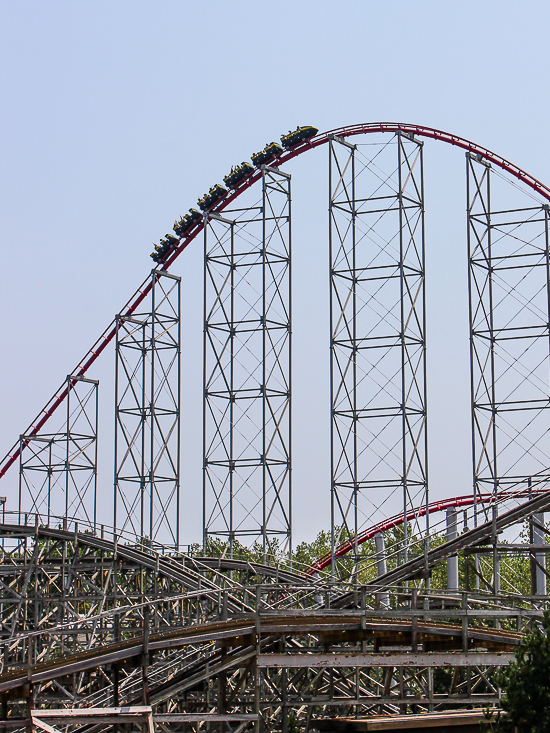 The Mamba Roller coaster during ACE Around the World at Worlds of Fun, Kansas City, Missouri