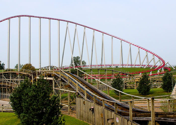 The Timber Wolf Roller Coaster during ACE Around the World at Worlds of Fun, Kansas City, Missouri