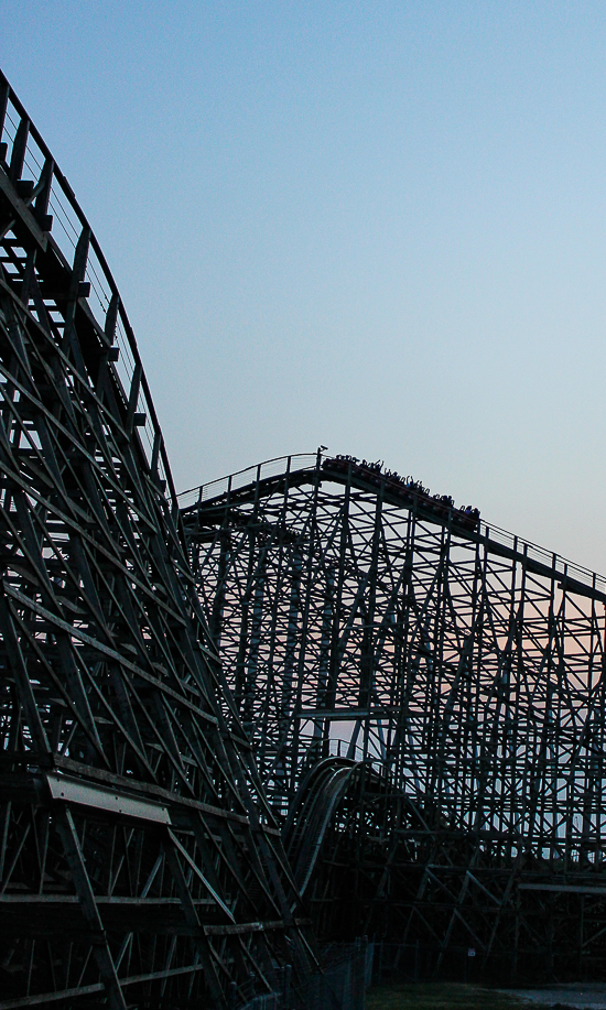 The Timber Wolf Roller Coaster during ACE Around the World at Worlds of Fun, Kansas City, Missouri