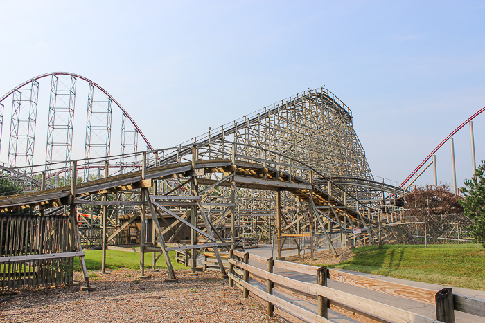 The Timber Wolf Roller Coaster during ACE Around the World at Worlds of Fun, Kansas City, Missouri