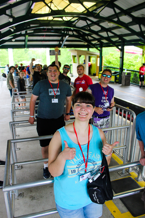 The Mamba roller coaster during ACE Around the World at Worlds of Fun, Kansas City, Missouri