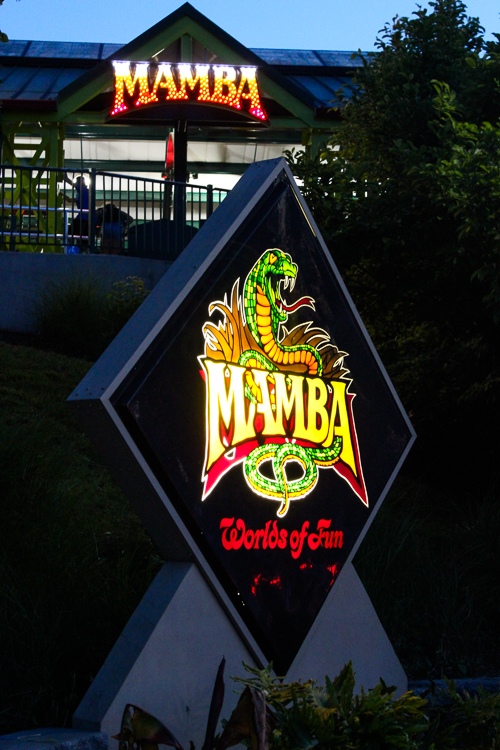 The Mamba roller coaster at ACE Around the World at Worlds of Fun, Kansas City, Missouri