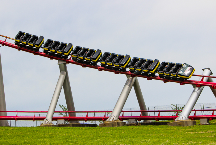 The Mamba roller coaster during ACE Around the World at Worlds of Fun, Kansas City, Missouri