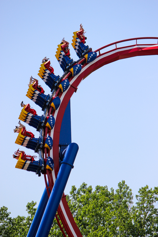 The Patriot roller coaster at ACE Around the World at Worlds of Fun, Kansas City, Missouri