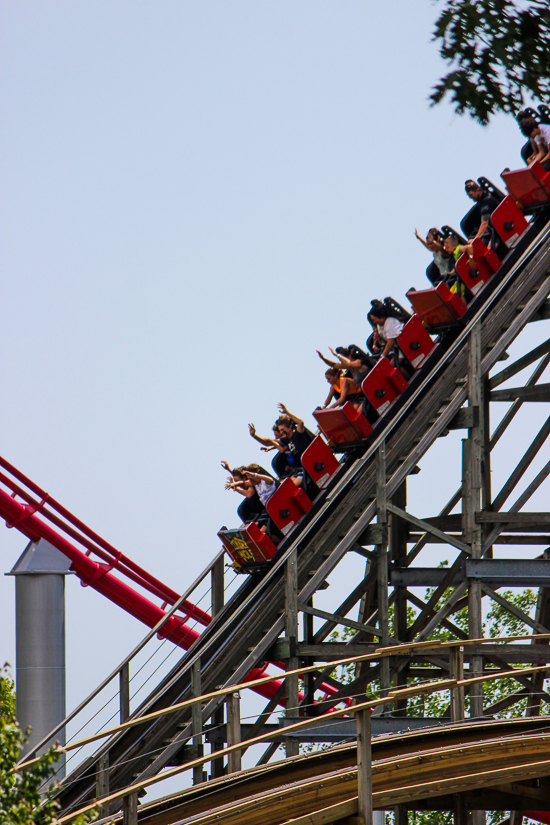 The Timber Wolf  Roller Coaster during ACE Around the World at Worlds of Fun, Kansas City, Missouri