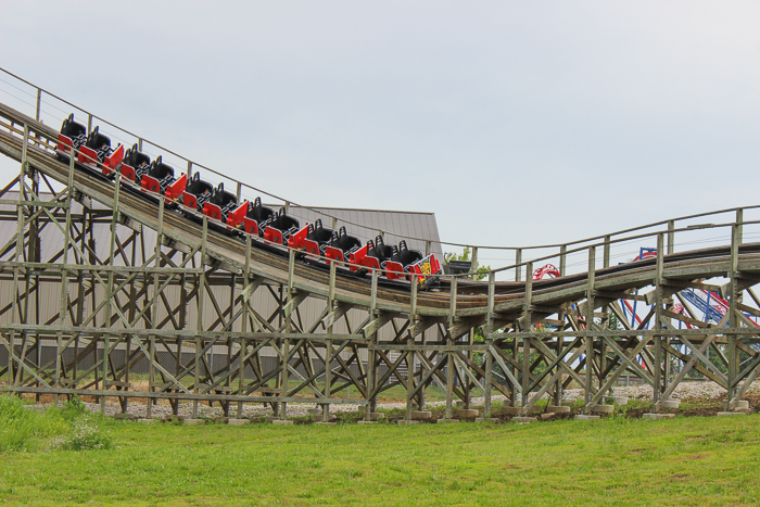 The Timber Wolf roller coaster at ACE Around the World at Worlds of Fun, Kansas City, Missouri