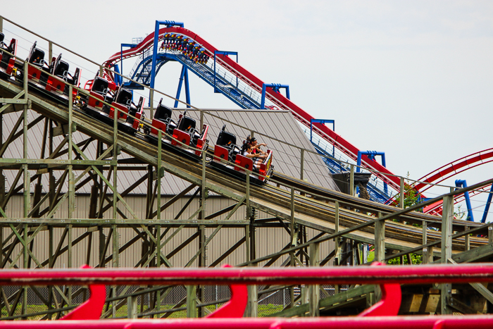 The Timber Wolf roller coaster at ACE Around the World at Worlds of Fun, Kansas City, Missouri