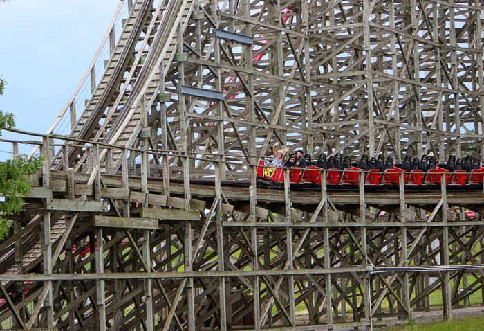 The Timber Wolf  Roller Coaster during ACE Around the World at Worlds of Fun, Kansas City, Missouri