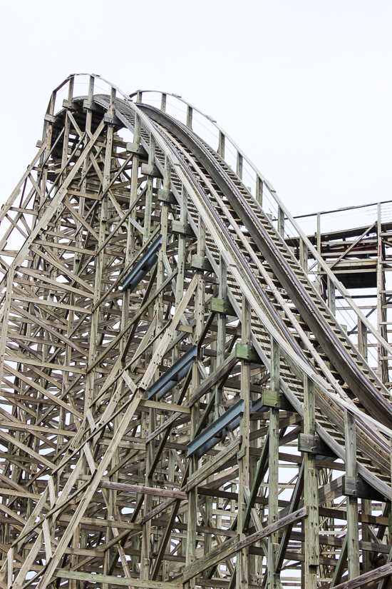 The Timber Wolf roller coaster during ACE Around the World at Worlds of Fun, Kansas City, Missouri