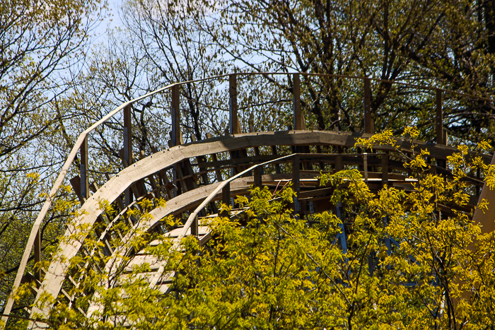 The new Zambezi Zinger roller coaster under construction at Worlds of Fun, Kansas City, Missouri