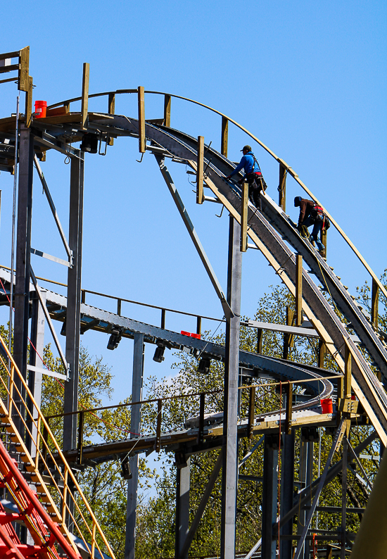 The new for 2023 Zambezi Zinger roller coaster at The new for 2023 Zambezi Zinger roller coaster at Worlds of Fun, Kansas City, Missouri