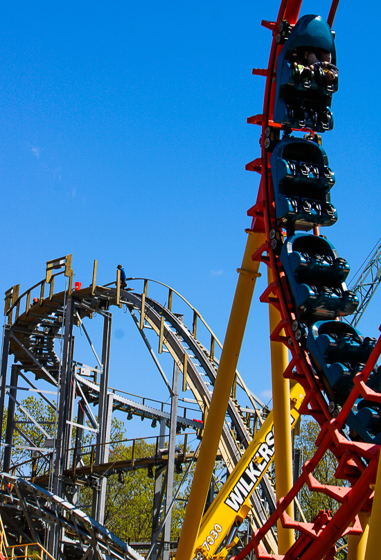 The new for 2023 Zambezi Zinger roller coaster at Worlds of Fun, Kansas City, Missouri