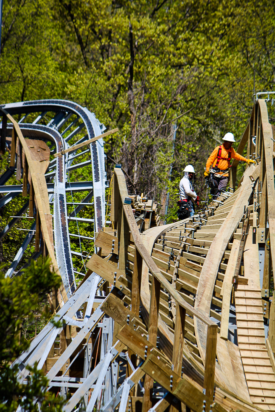 The new for 2023 Zambezi Zinger roller coaster at Worlds of Fun, Kansas City, Missouri