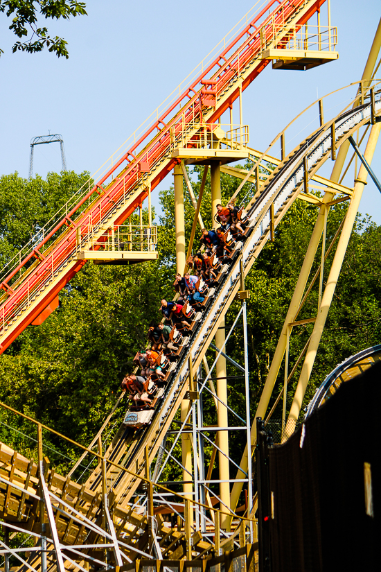 The new for 2023 Zambezi Zinger roller coaster at Worlds of Fun, Kansas City, Missouri