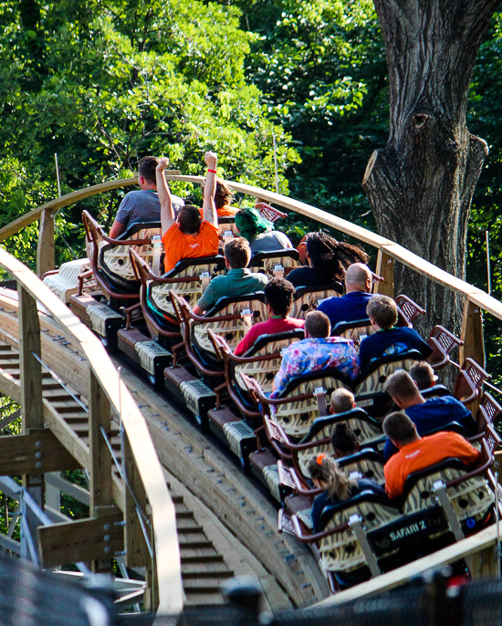 The new for 2023 Zambezi Zinger roller coaster at Worlds of Fun, Kansas City, Missouri