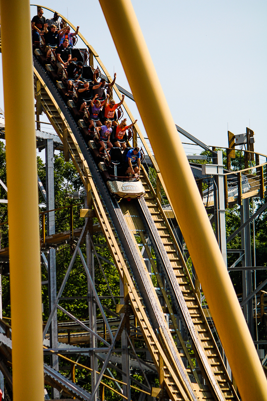 The new for 2023 Zambezi Zinger roller coaster at Worlds of Fun, Kansas City, Missouri