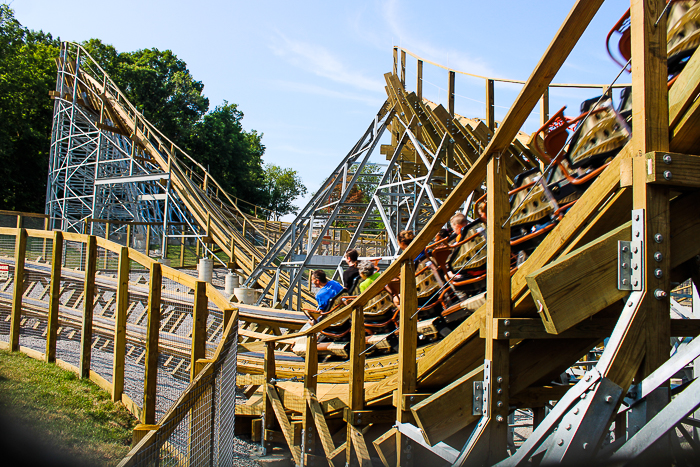 The new for 2023 Zambezi Zinger roller coaster at Worlds of Fun, Kansas City, Missouri