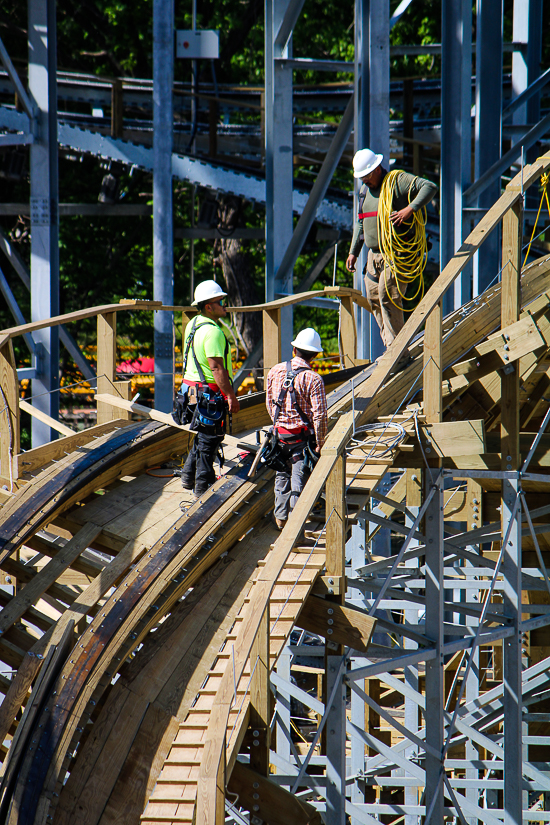 The new for 2023 Zambezi Zinger roller coaster at The new for 2023 Zambezi Zinger roller coaster at Worlds of Fun, Kansas City, Missouri