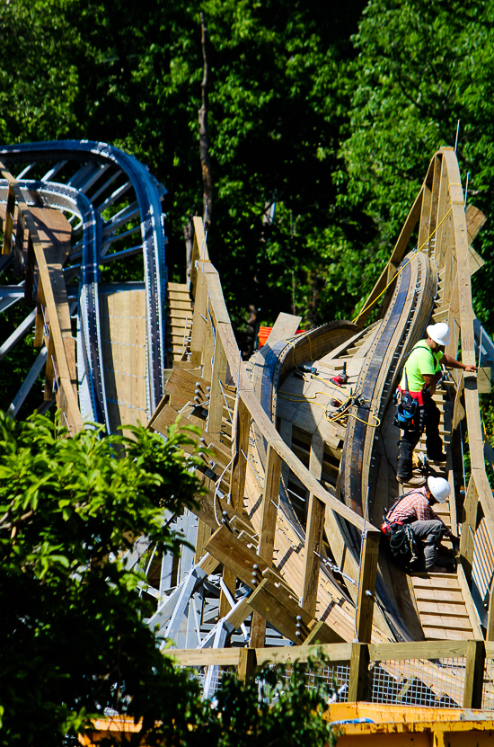 The new for 2023 Zambezi Zinger roller coaster at Worlds of Fun, Kansas City, Missouri